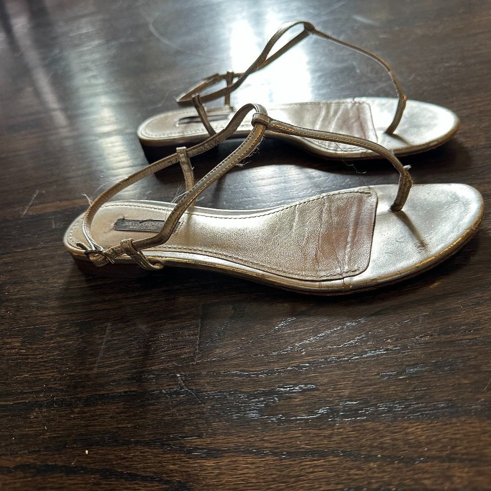 Dolce & Gabanna Used Silver Leather Sandals Size 8